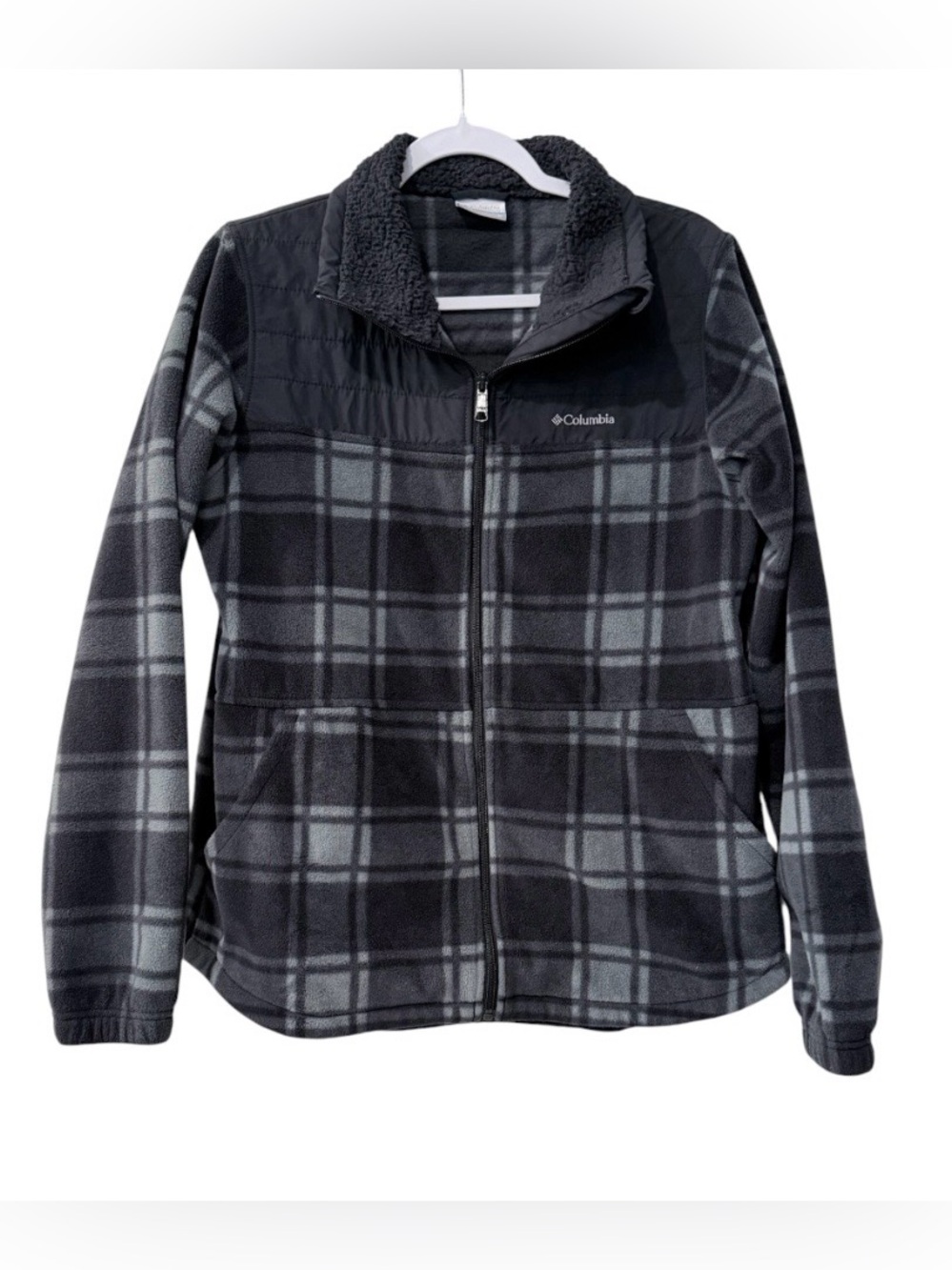 Columbia Plaid Full-Zip long sleeve plaid black & gray plaid Fleece Jacket